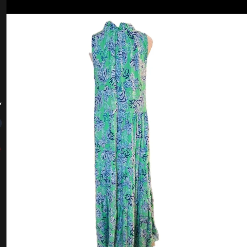 Lilly Pulitzer Green & Blue Tropical Print Maxi Dress - Picture 11 of 13